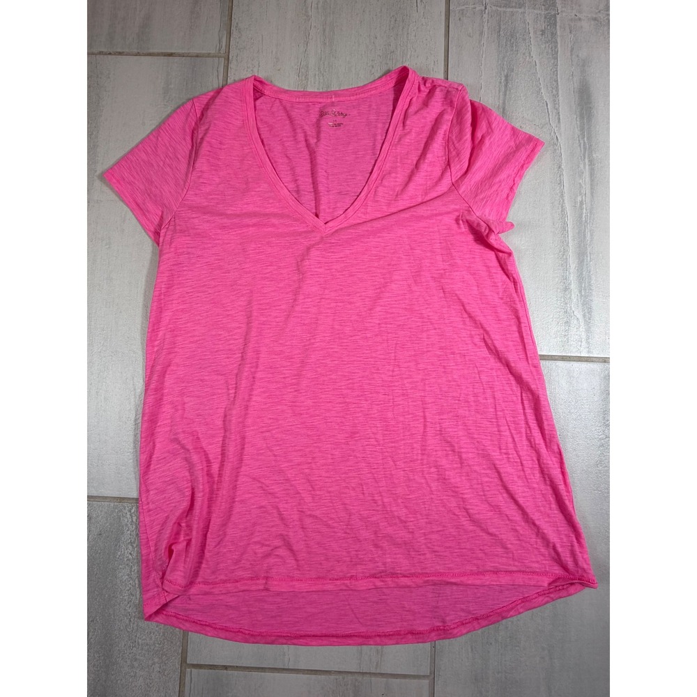 Lilly Pulitzer Hot Pink V-Neck Short Sleeve Tee